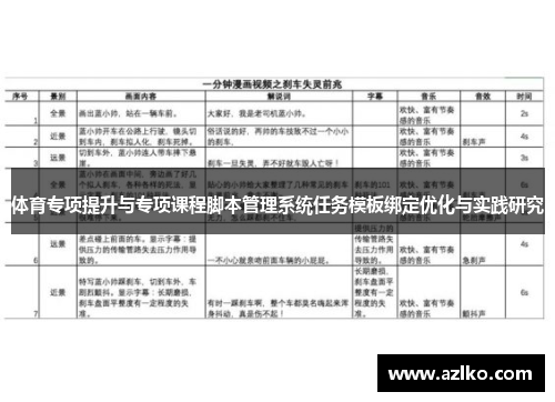 体育专项提升与专项课程脚本管理系统任务模板绑定优化与实践研究