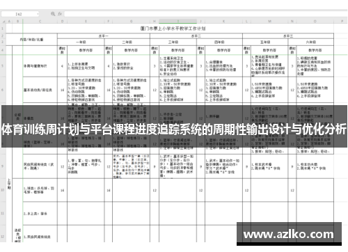 体育训练周计划与平台课程进度追踪系统的周期性输出设计与优化分析